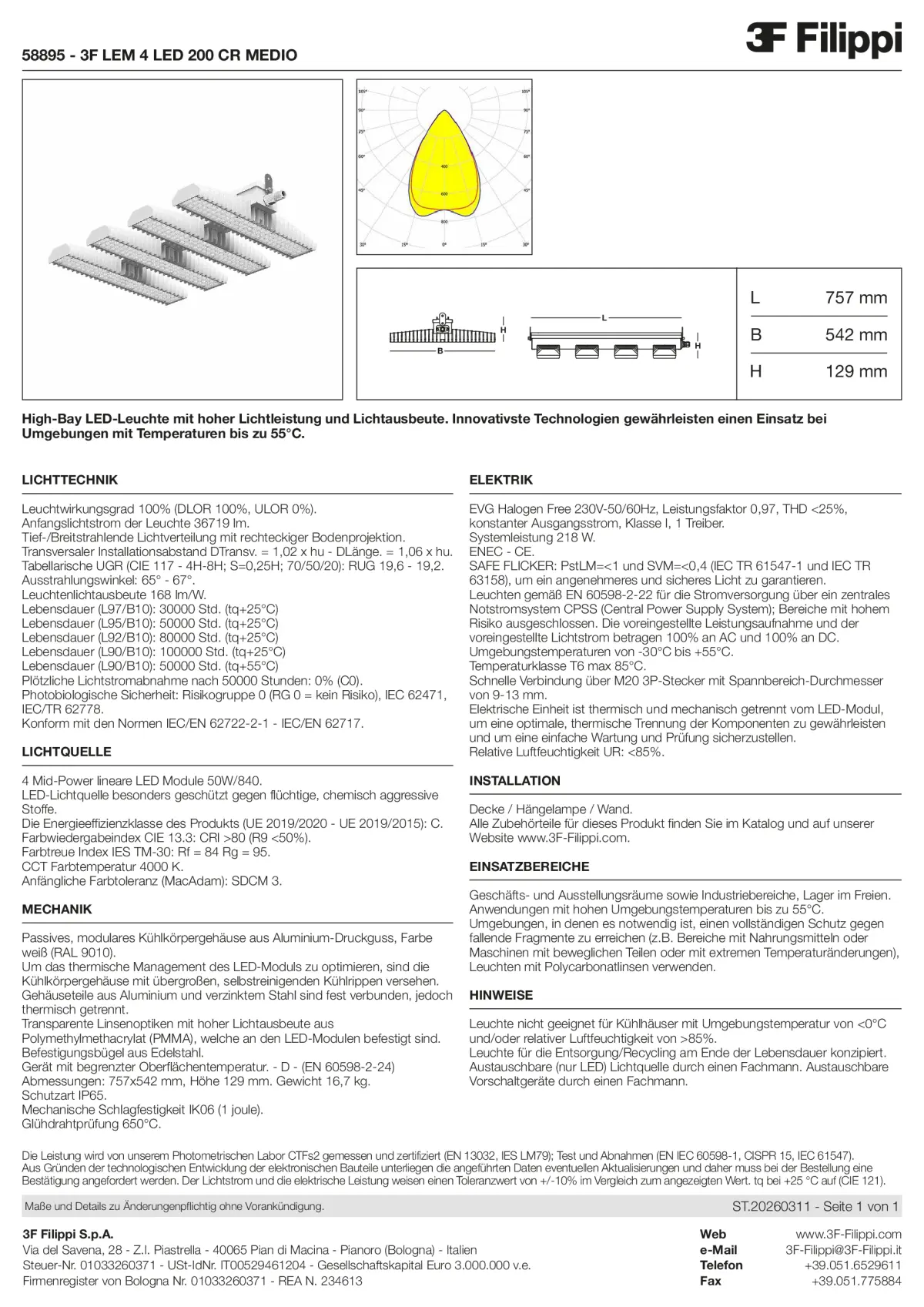 58895 - 3F LEM 4 LED 200 CR MEDIO - Datasheet - de