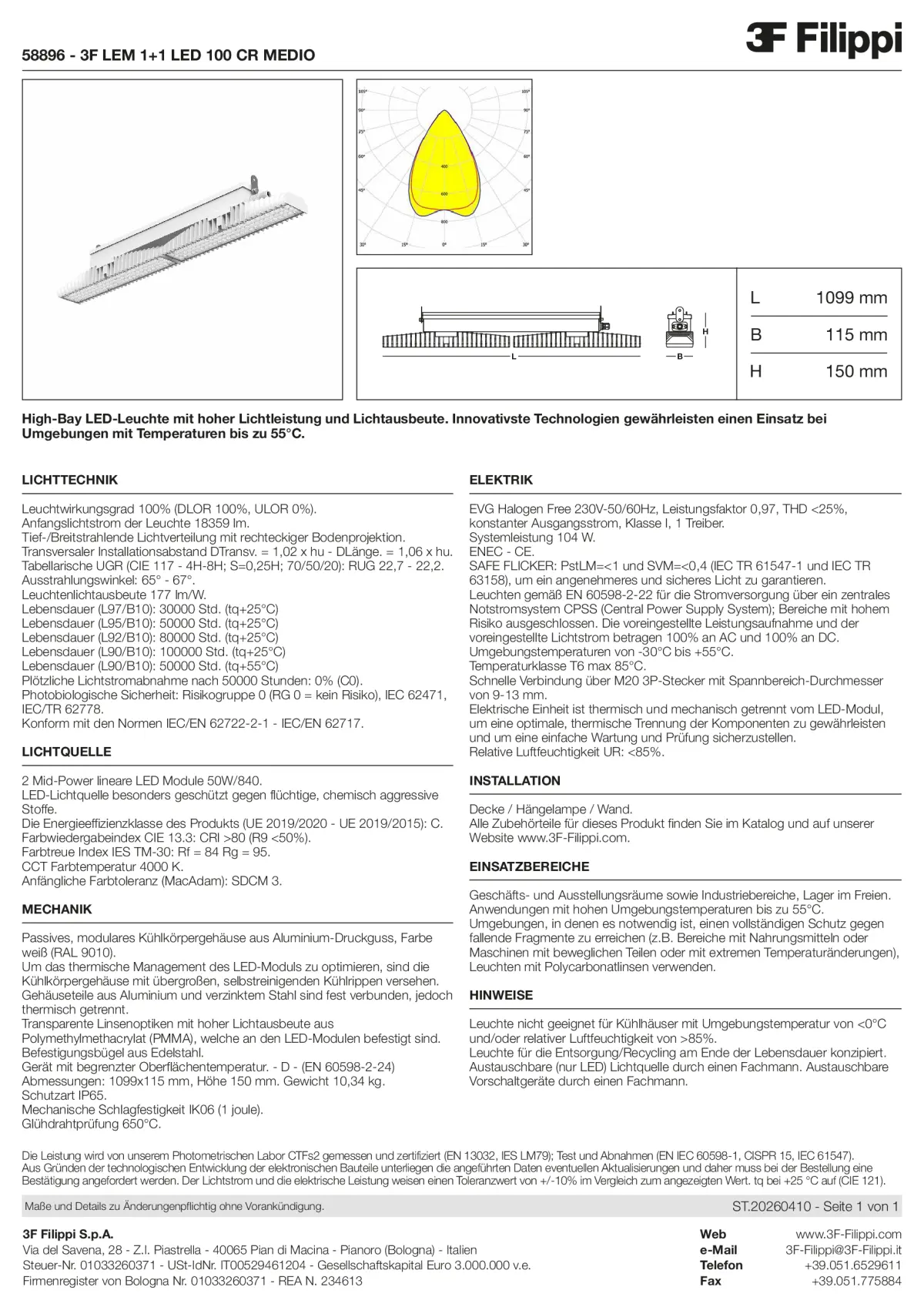 58896 - 3F LEM 1+1 LED 100 CR MEDIO - Datasheet - de