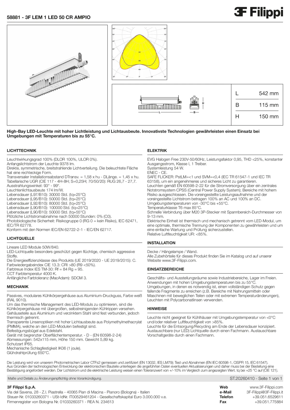 58881 - 3F LEM 1 LED 50 CR AMPIO - Datasheet - de