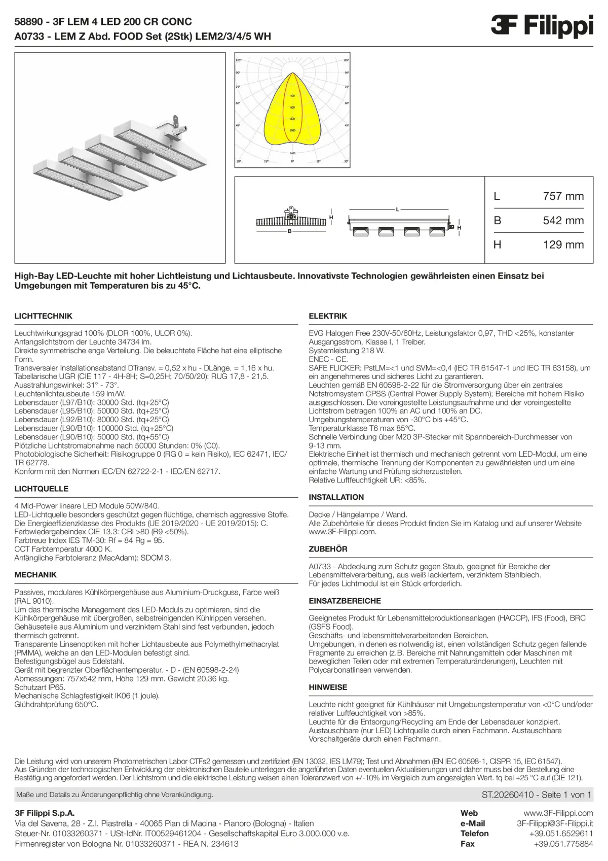 58890+A0733 - 3F LEM 4 LED 200 CR CONC + FOOD - Datasheet - de