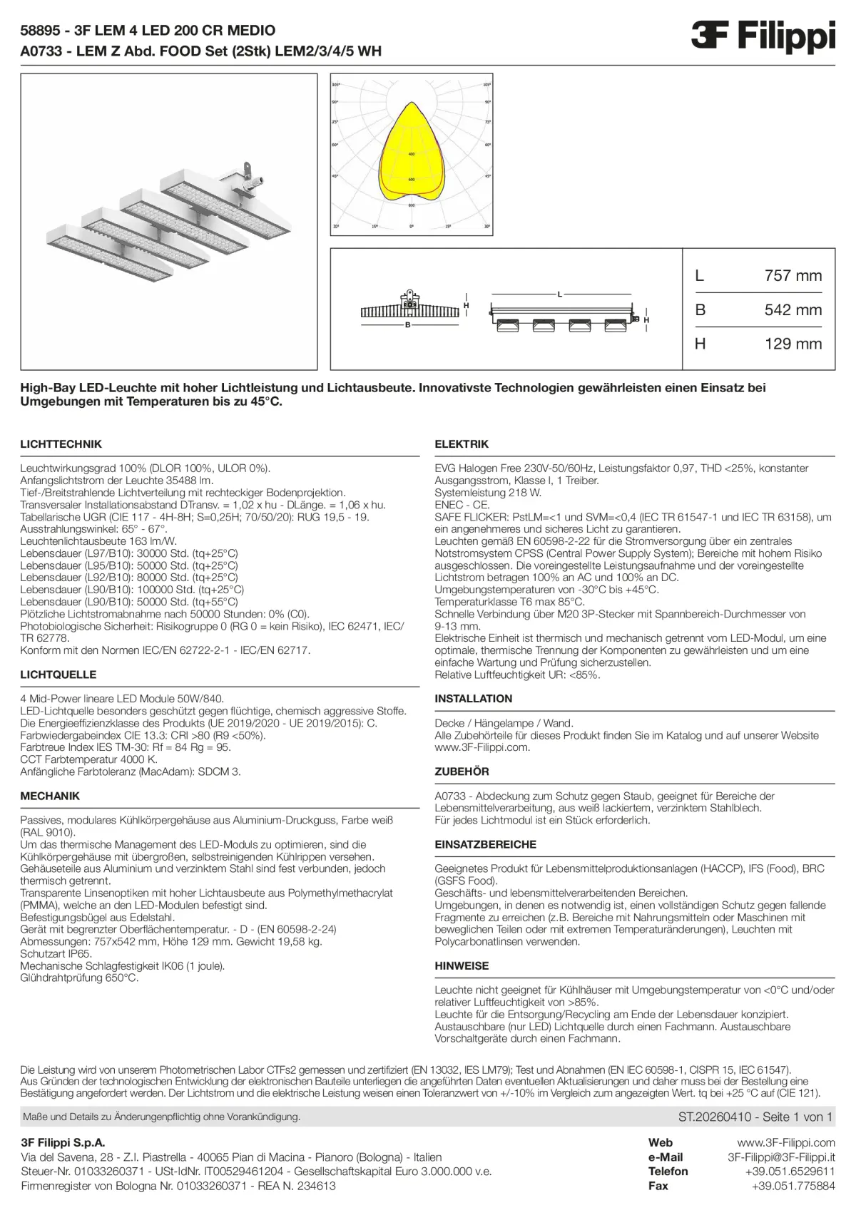58895+A0733 - 3F LEM 4 LED 200 CR MEDIO + FOOD - Datasheet - de