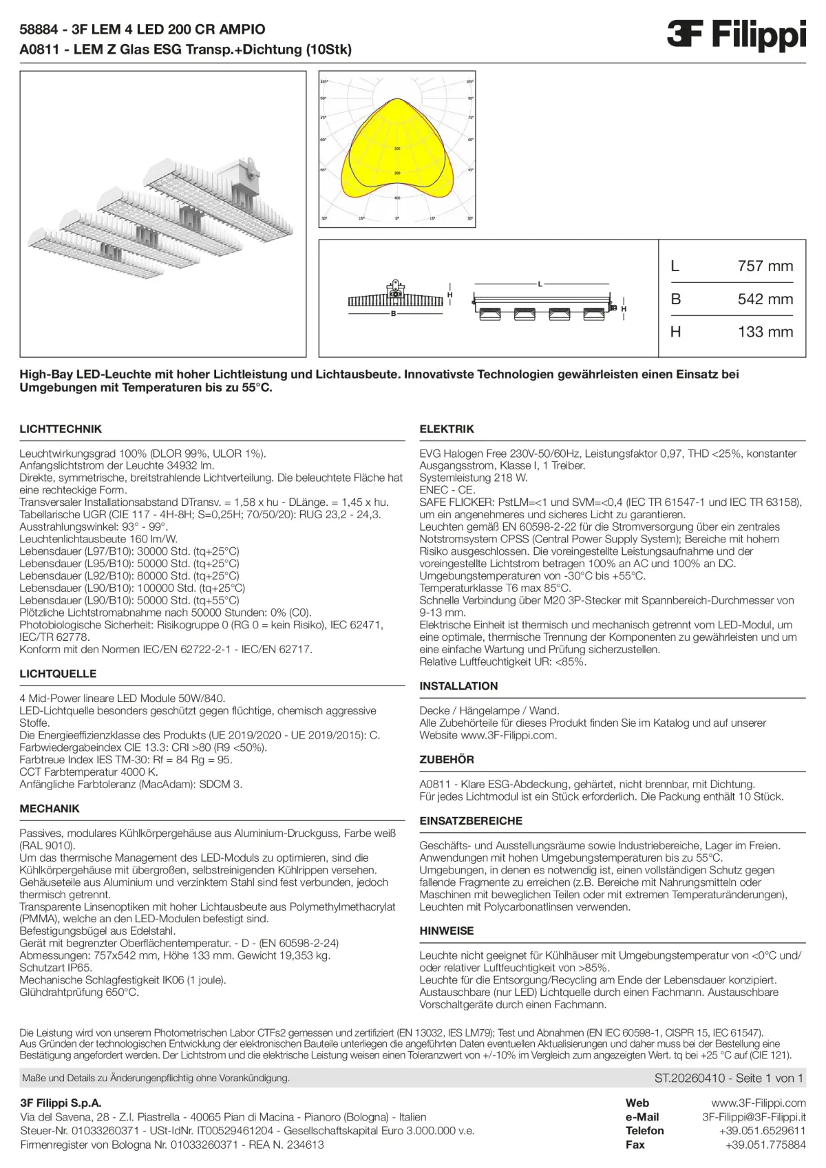 58884+A0811 - 3F LEM 4 LED 200 CR AMPIO + VT - Datasheet - de