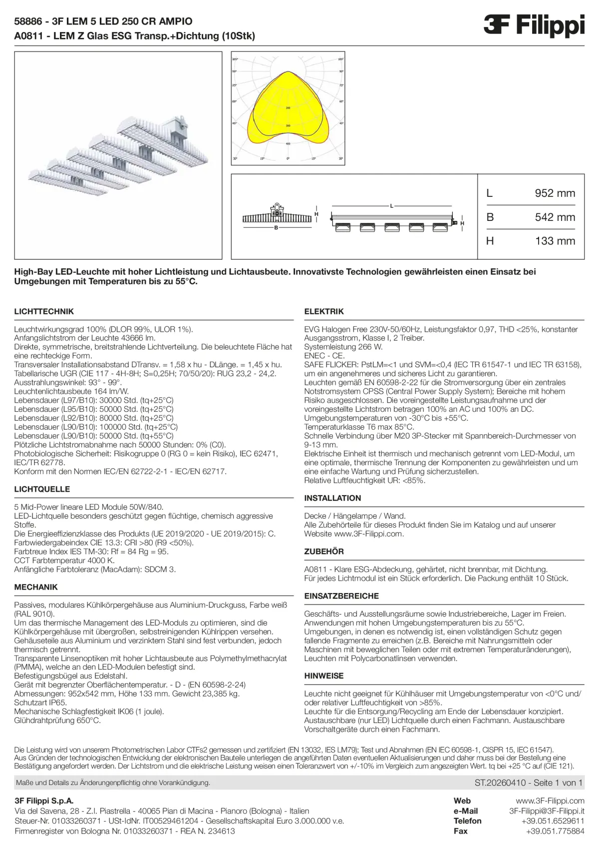 58886+A0811 - 3F LEM 5 LED 250 CR AMPIO + VT - Datasheet - de