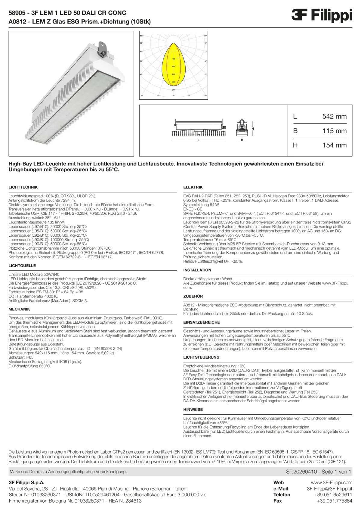 58905+A0812 - 3F LEM 1 LED 50 DALI CR CONC + VS - Datasheet - de