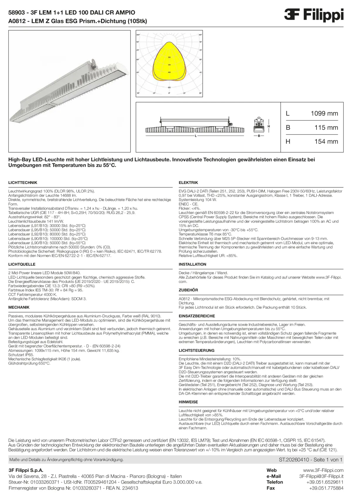 58903+A0812 - 3F LEM 1+1 LED 100 DALI CR AMPIO + VS - Datasheet - de
