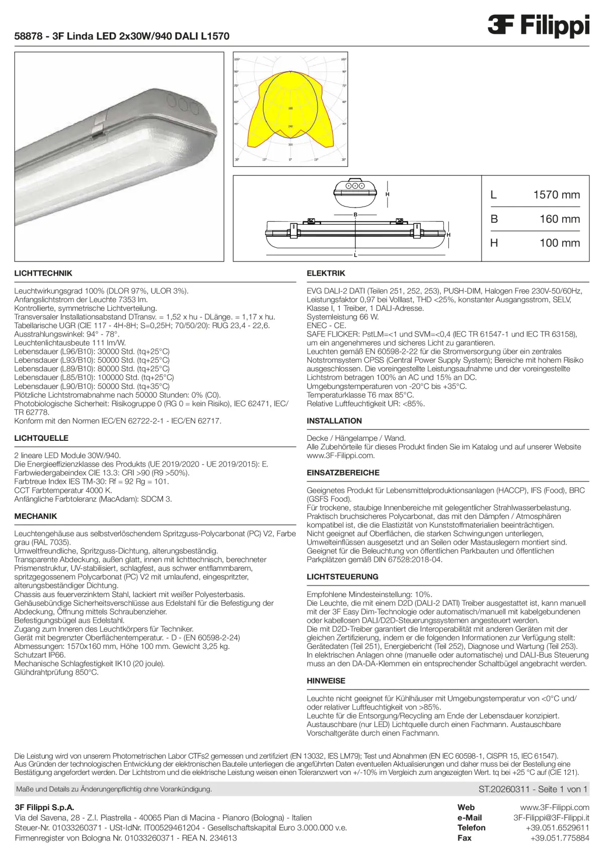 58878 - 3F Linda LED 2x30W-940 DALI L1570 - Datasheet - de