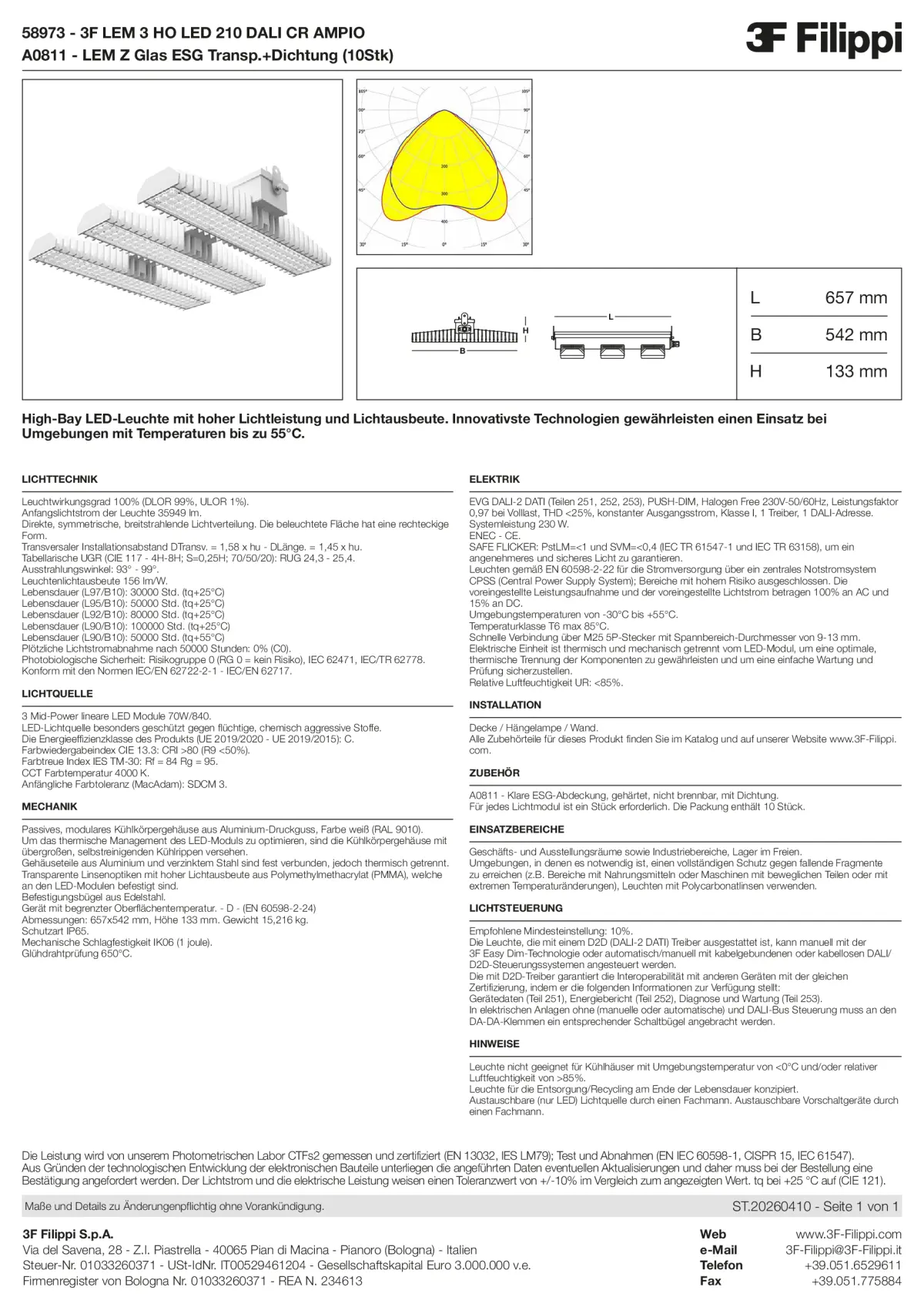 58973+A0811 - 3F LEM 3 HO LED 210 DALI CR AMPIO + VT - Datasheet - de