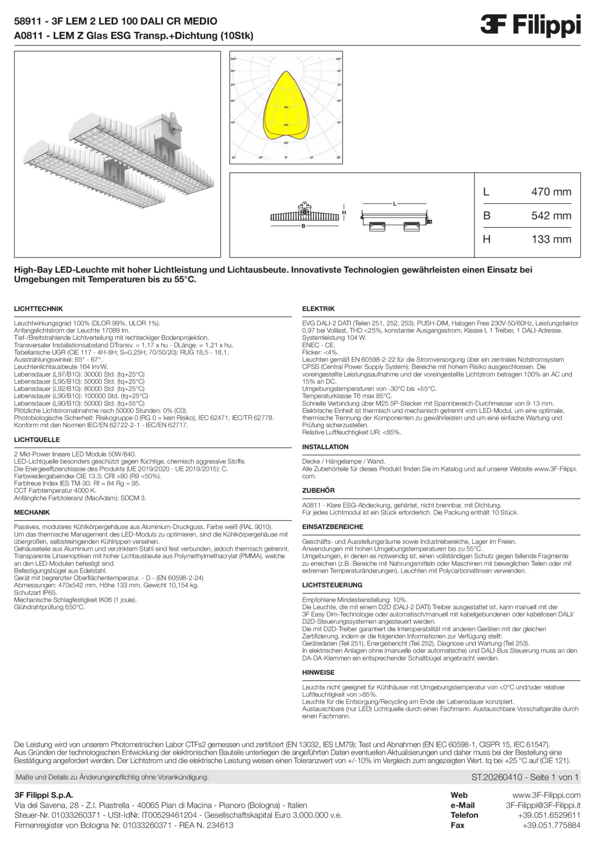 58911+A0811 - 3F LEM 2 LED 100 DALI CR MEDIO + VT - Datasheet - de