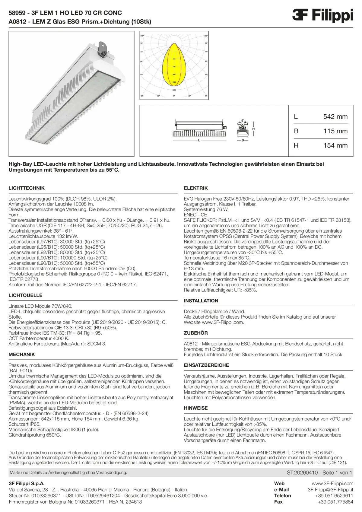 58959+A0812 - 3F LEM 1 HO LED 70 CR CONC + VS - Datasheet - de