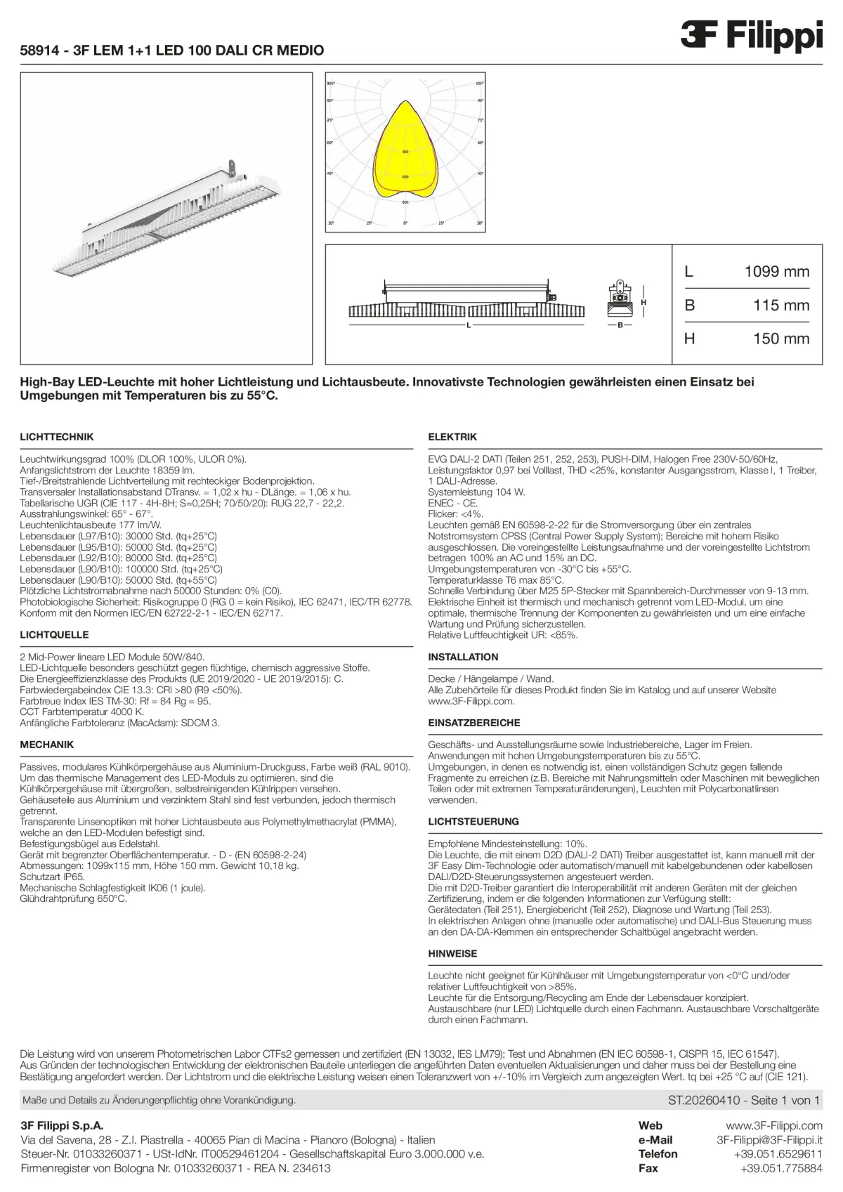 58914 - 3F LEM 1+1 LED 100 DALI CR MEDIO - Datasheet - de