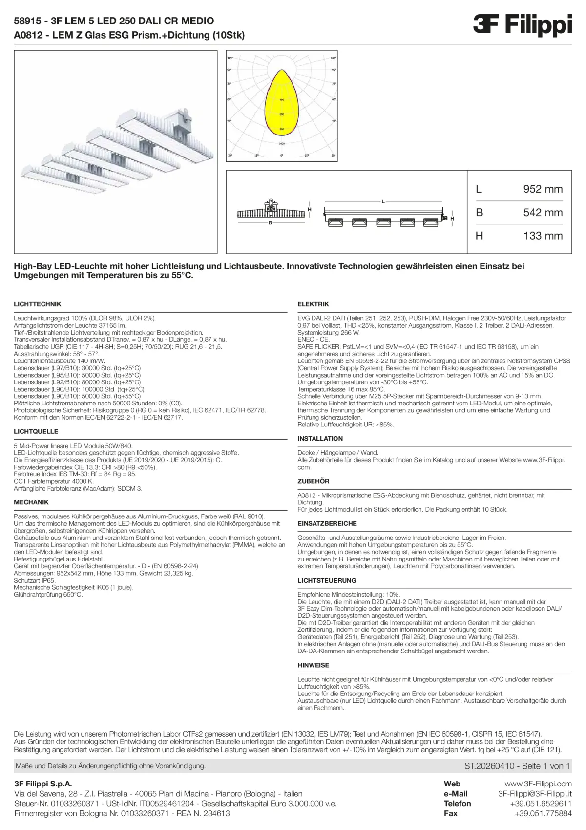 58915+A0812 - 3F LEM 5 LED 250 DALI CR MEDIO + VS - Datasheet - de
