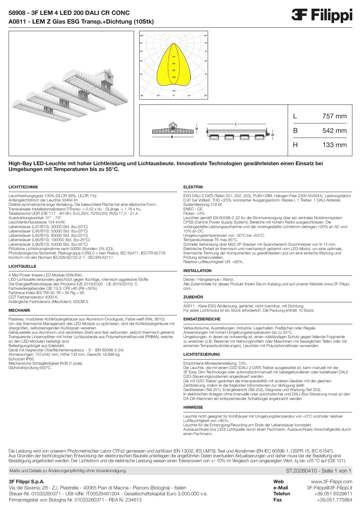 58908+A0811 - 3F LEM 4 LED 200 DALI CR CONC + VT - Datasheet - de