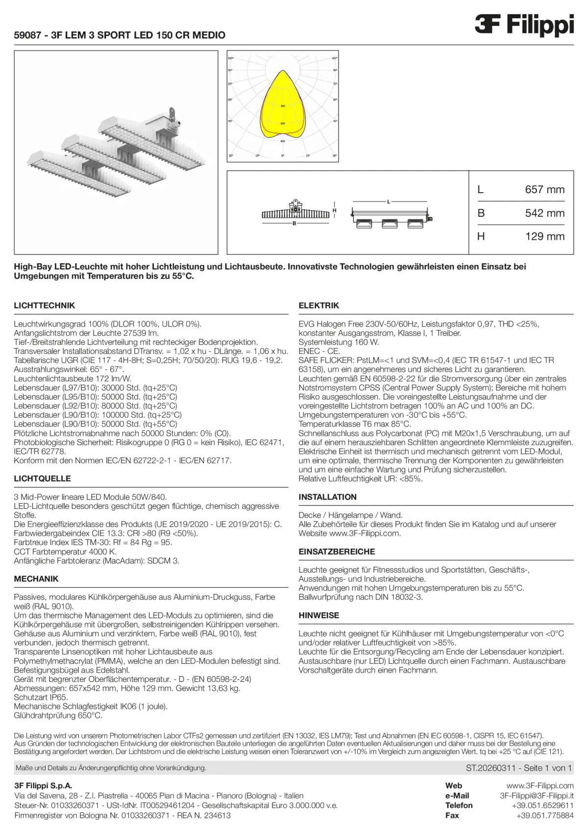59087 - 3F LEM 3 SPORT LED 150 CR MEDIO - Datasheet - de