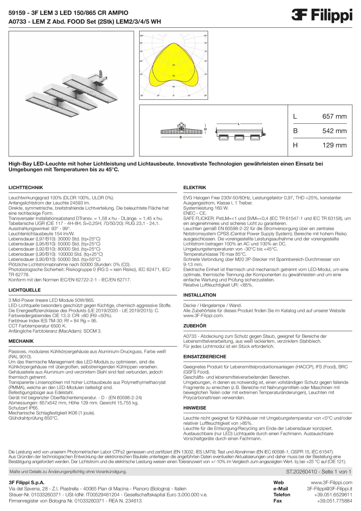 59159+A0733 - 3F LEM 3 LED 150-865 CR AMPIO + FOOD - Datasheet - de