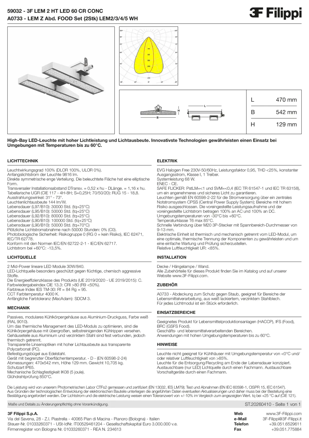 59032+A0733 - 3F LEM 2 HT LED 60 CR CONC + FOOD - Datasheet - de