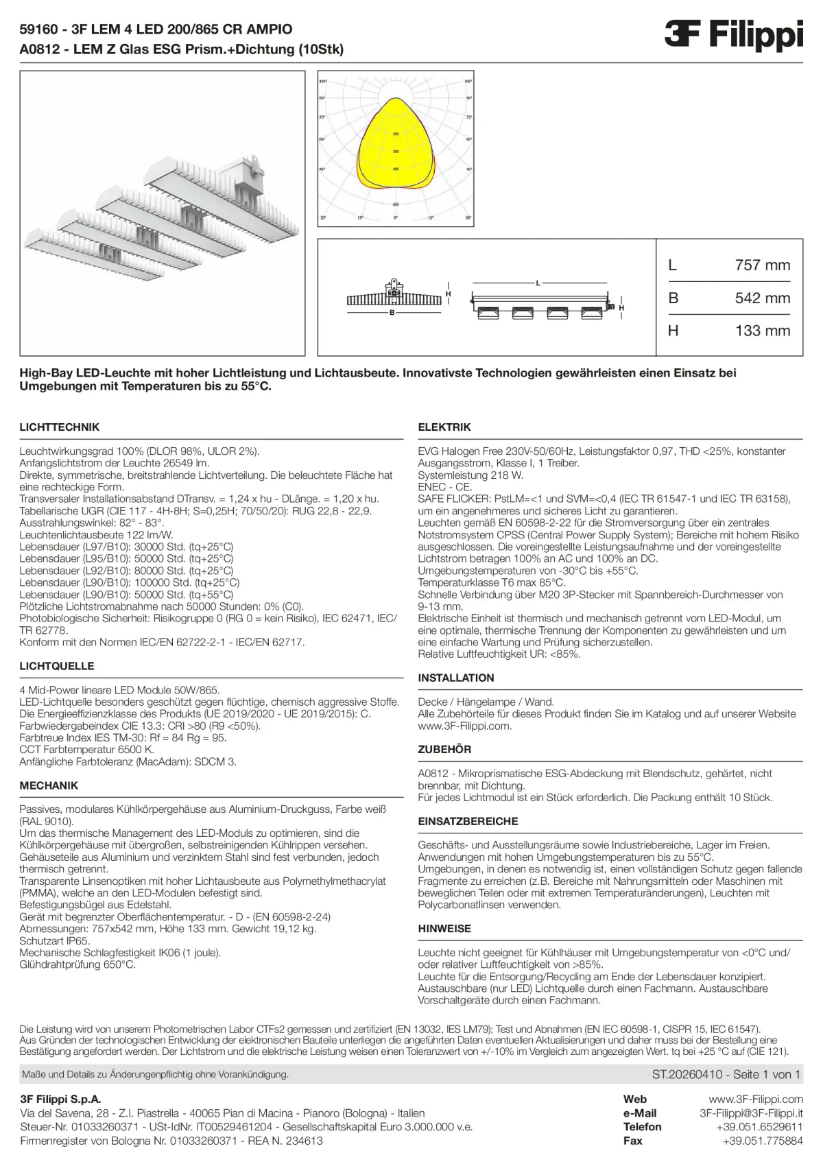59160+A0812 - 3F LEM 4 LED 200-865 CR AMPIO + VS - Datasheet - de