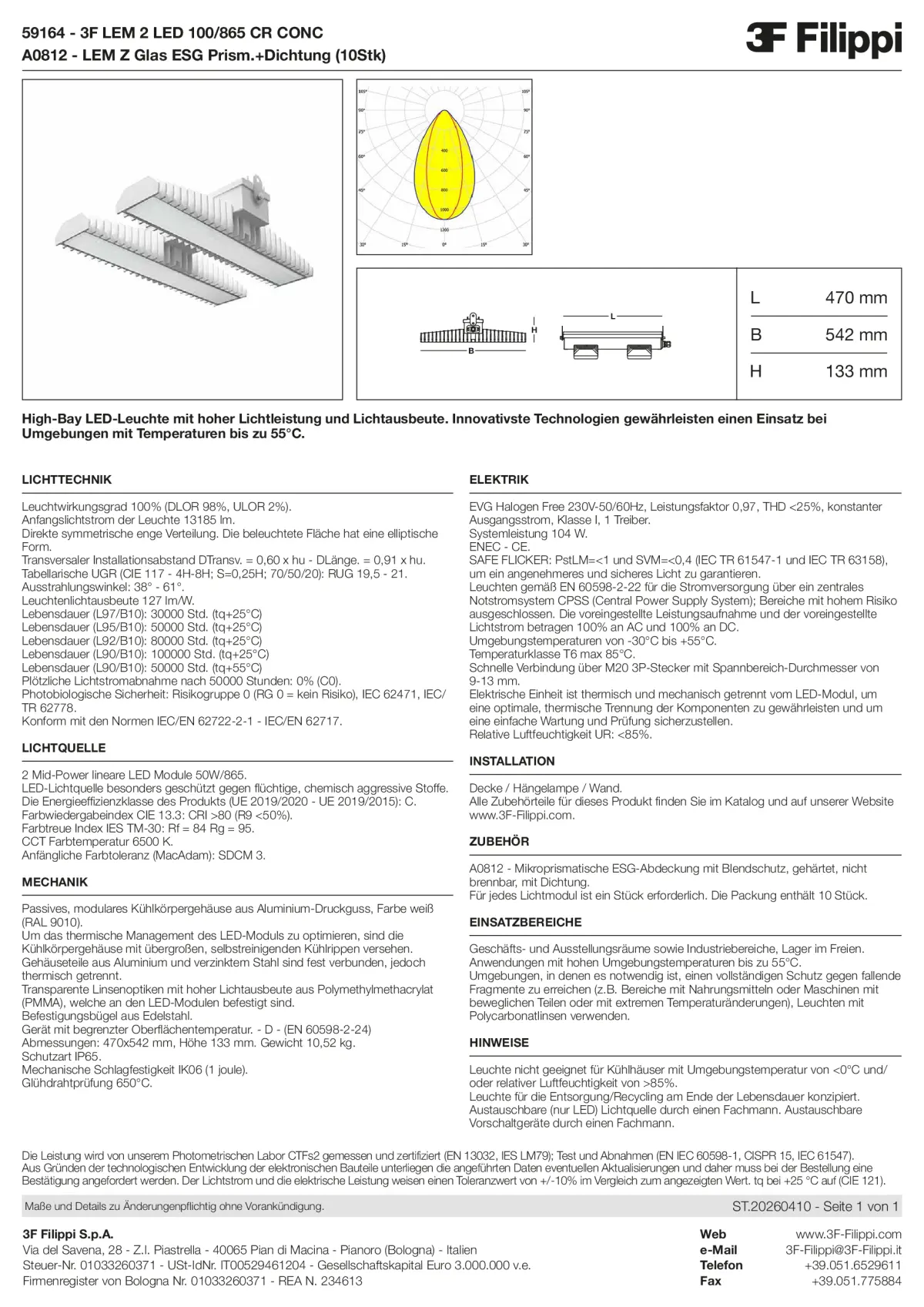 59164+A0812 - 3F LEM 2 LED 100-865 CR CONC + VS - Datasheet - de