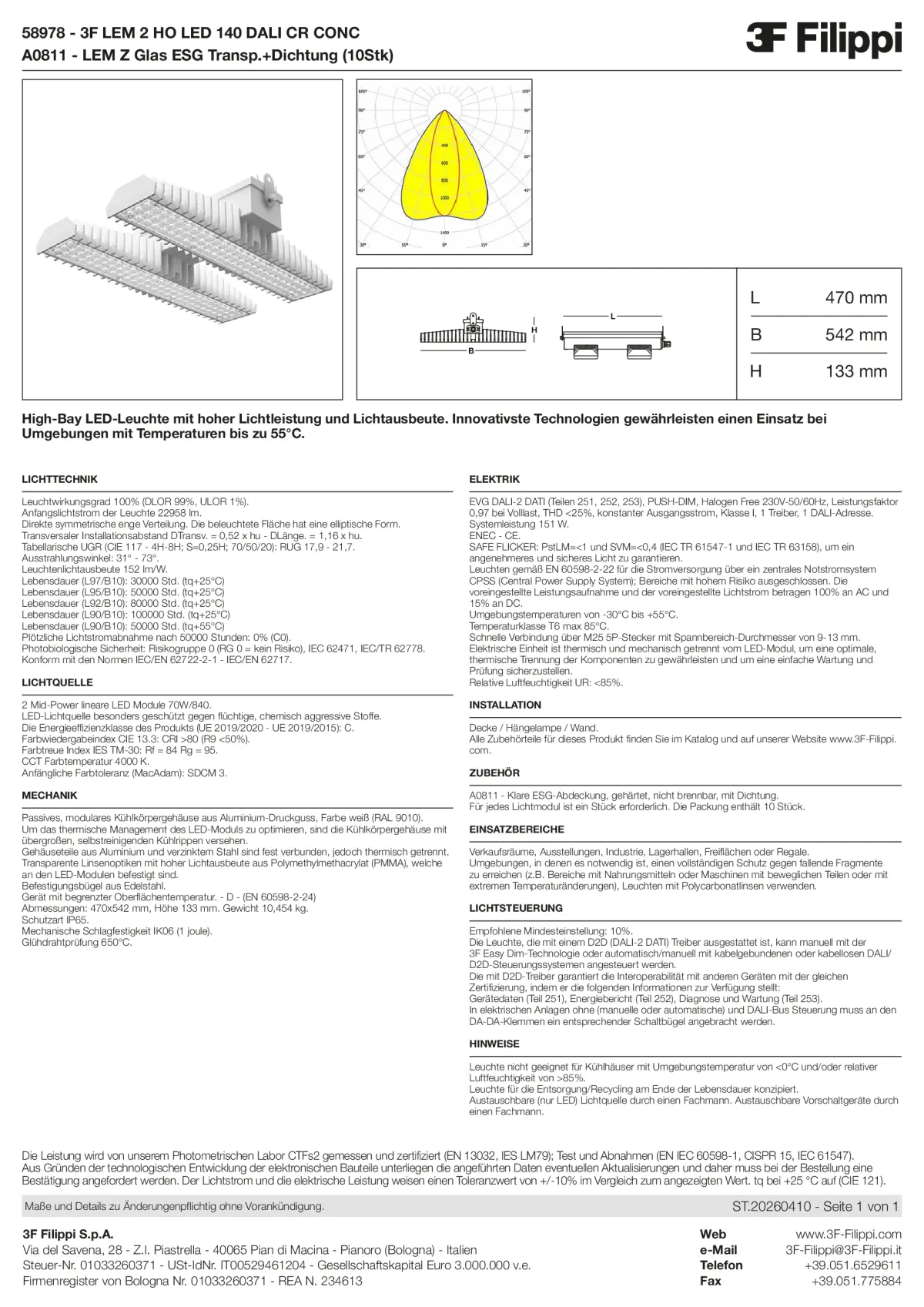 58978+A0811 - 3F LEM 2 HO LED 140 DALI CR CONC + VT - Datasheet - de