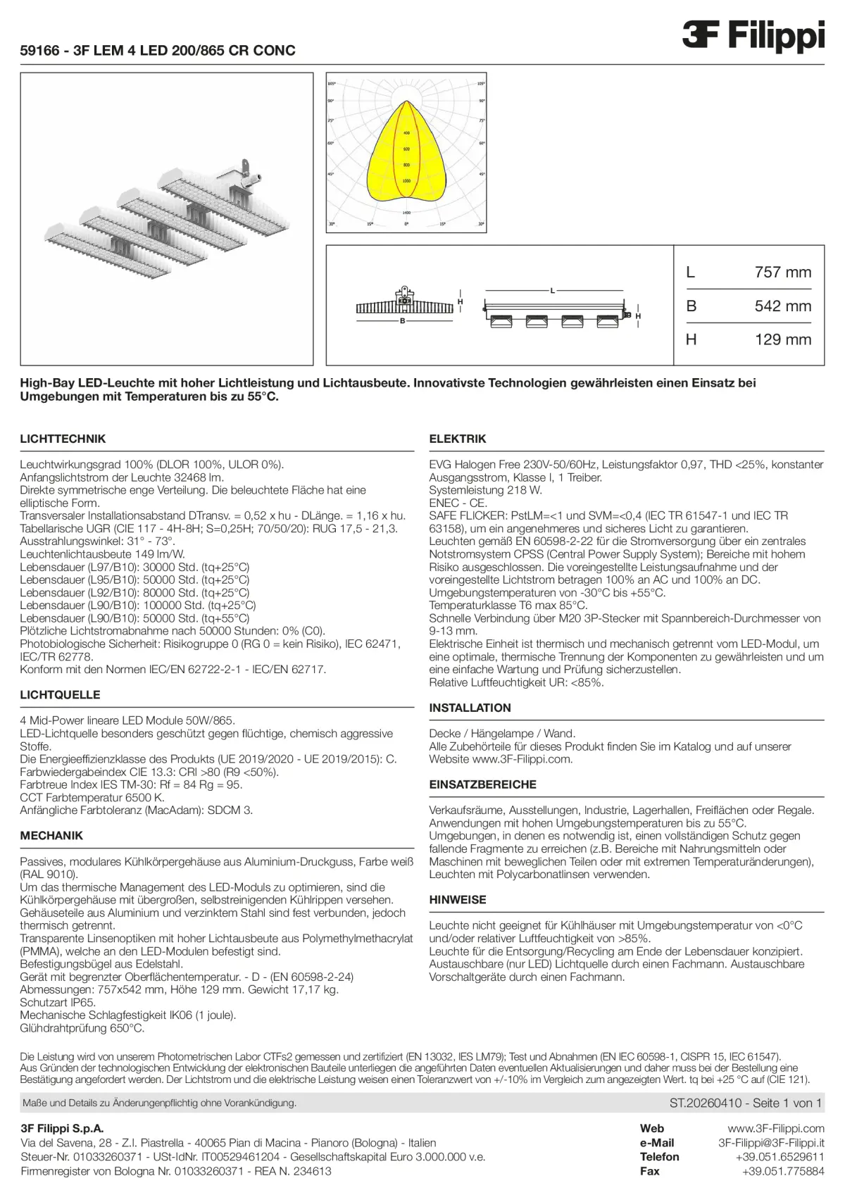 59166 - 3F LEM 4 LED 200-865 CR CONC - Datasheet - de