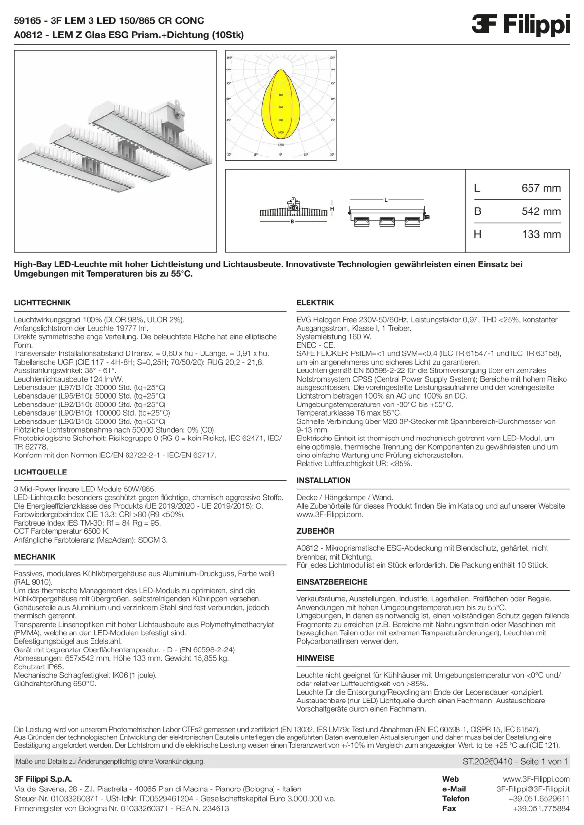 59165+A0812 - 3F LEM 3 LED 150-865 CR CONC + VS - Datasheet - de