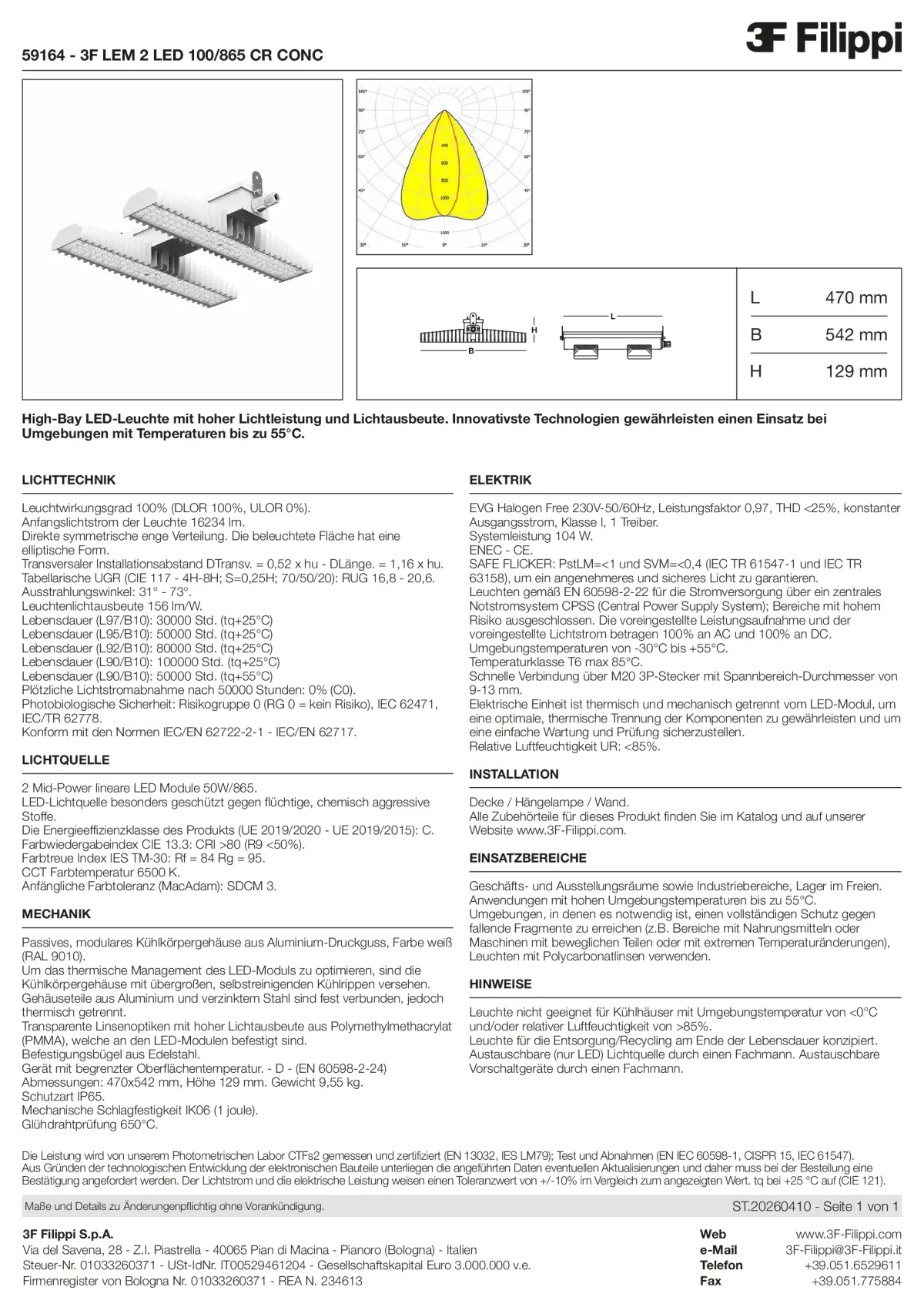 59164 - 3F LEM 2 LED 100-865 CR CONC - Datasheet - de