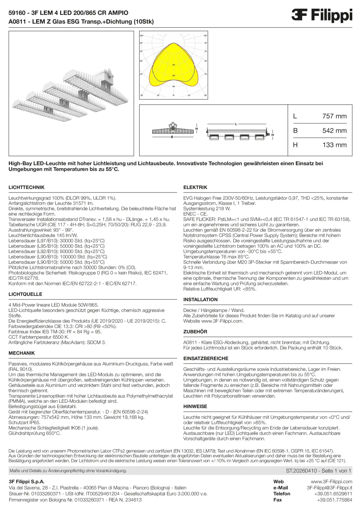 59160+A0811 - 3F LEM 4 LED 200-865 CR AMPIO + VT - Datasheet - de