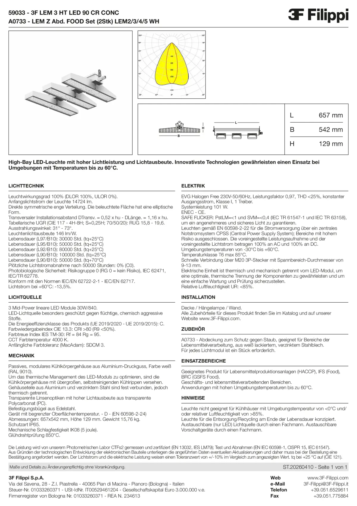 59033+A0733 - 3F LEM 3 HT LED 90 CR CONC + FOOD - Datasheet - de