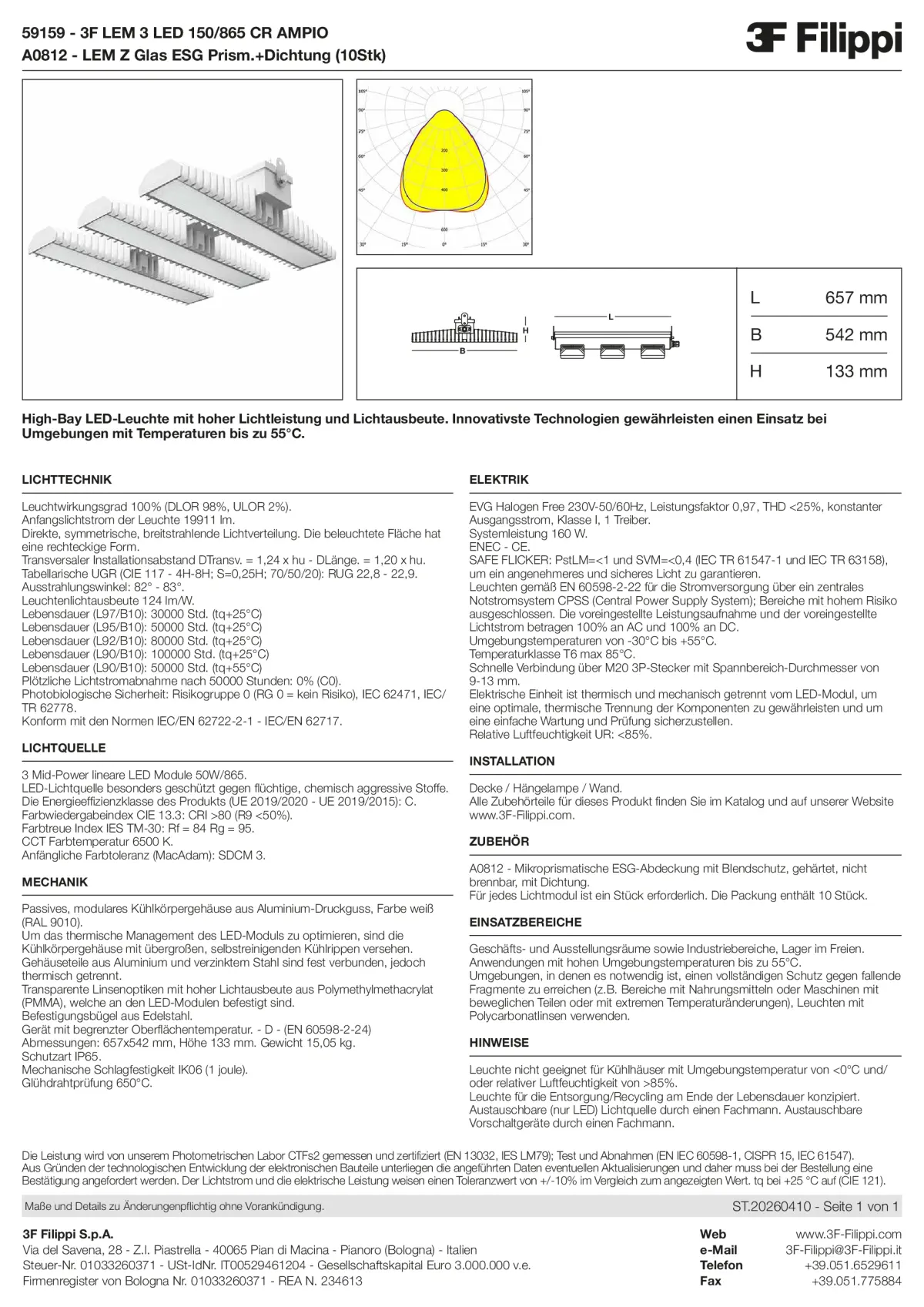 59159+A0812 - 3F LEM 3 LED 150-865 CR AMPIO + VS - Datasheet - de