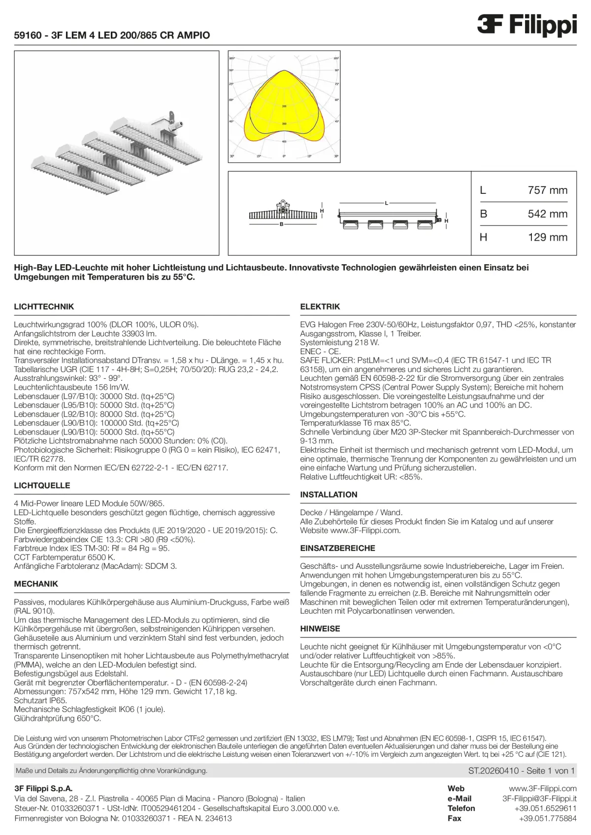 59160 - 3F LEM 4 LED 200-865 CR AMPIO - Datasheet - de