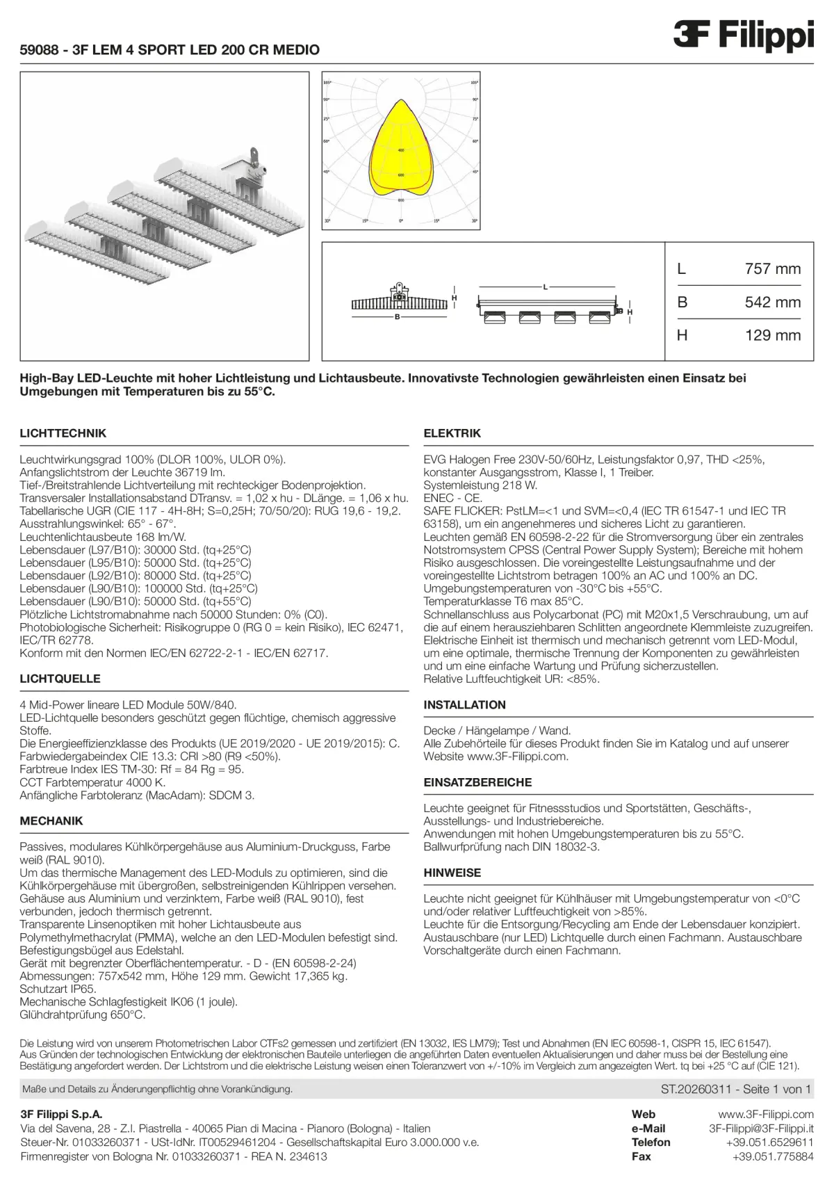 59088 - 3F LEM 4 SPORT LED 200 CR MEDIO - Datasheet - de