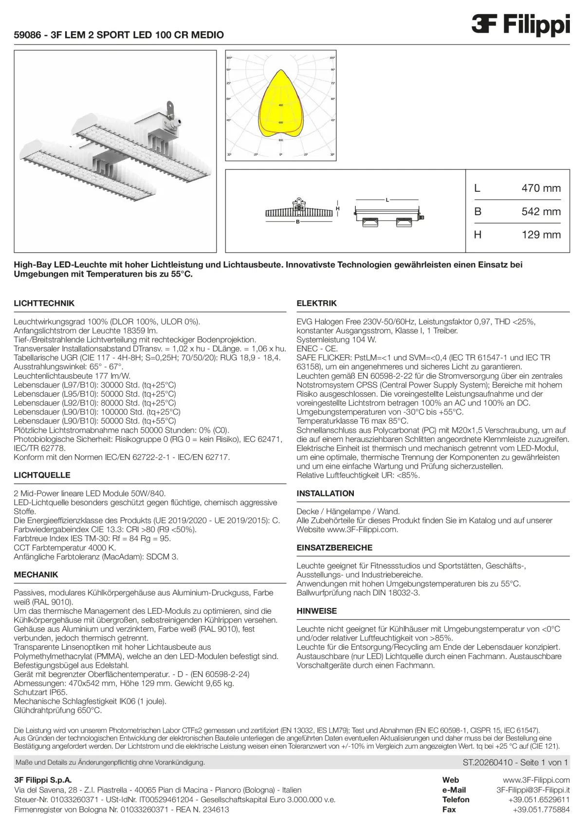 59086 - 3F LEM 2 SPORT LED 100 CR MEDIO - Datasheet - de