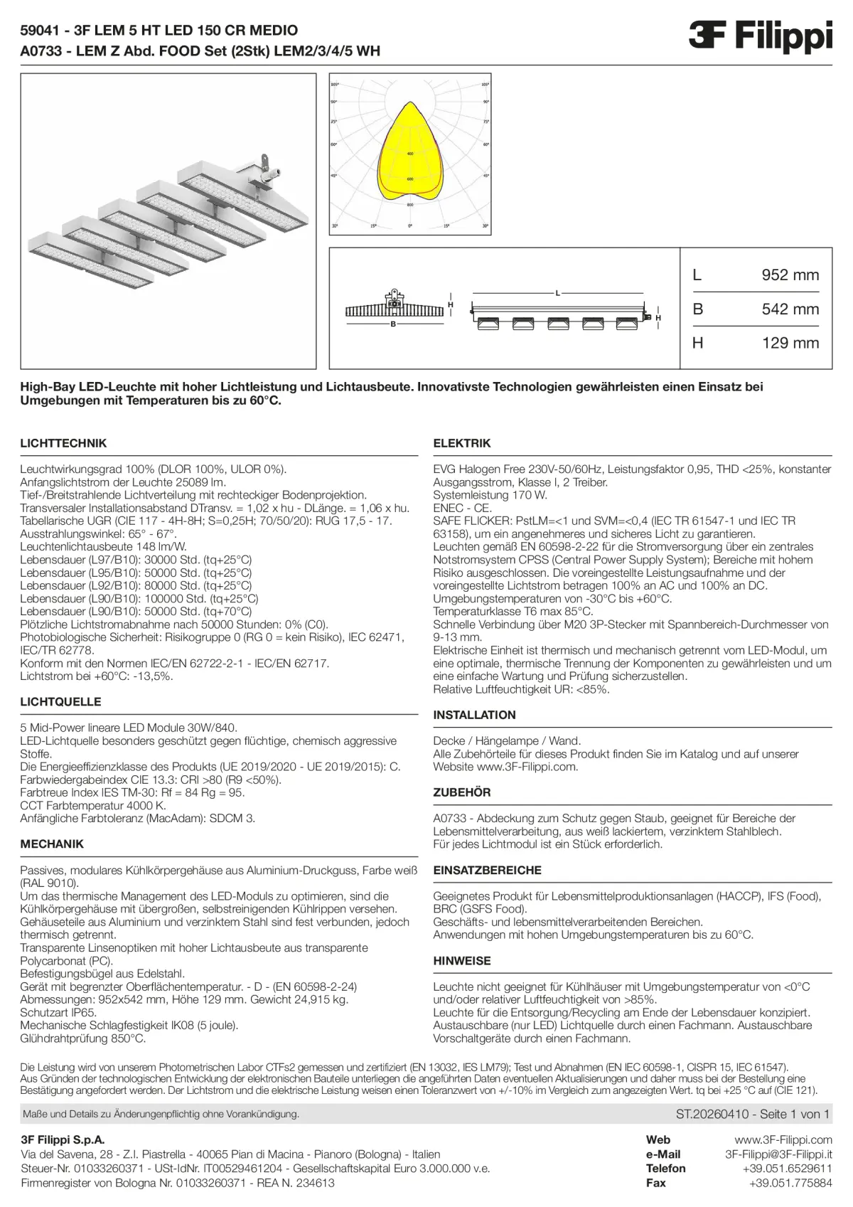 59041+A0733 - 3F LEM 5 HT LED 150 CR MEDIO + FOOD - Datasheet - de