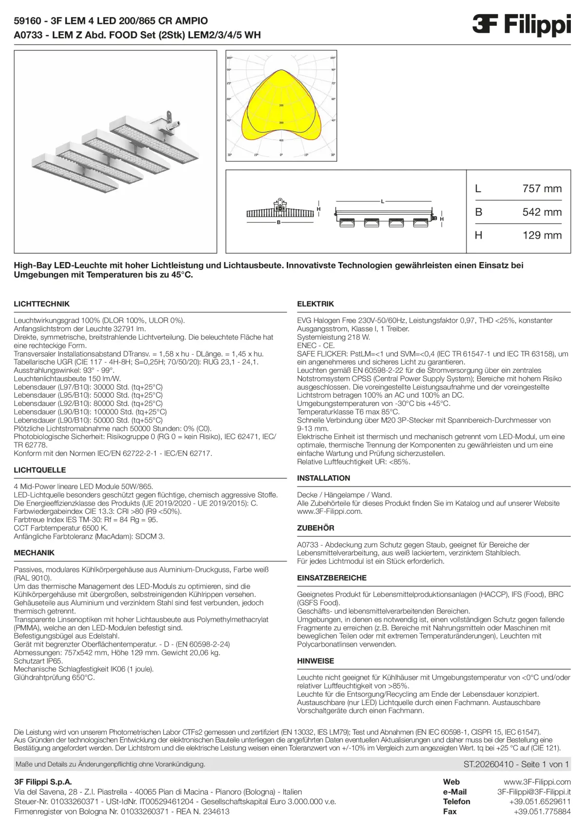 59160+A0733 - 3F LEM 4 LED 200-865 CR AMPIO + FOOD - Datasheet - de