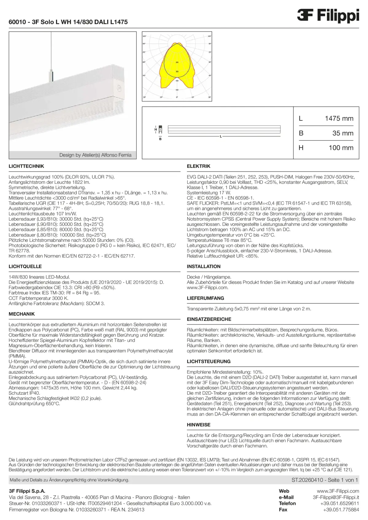 60010 - 3F Solo L WH 14-830 DALI L1475 - Datasheet - de