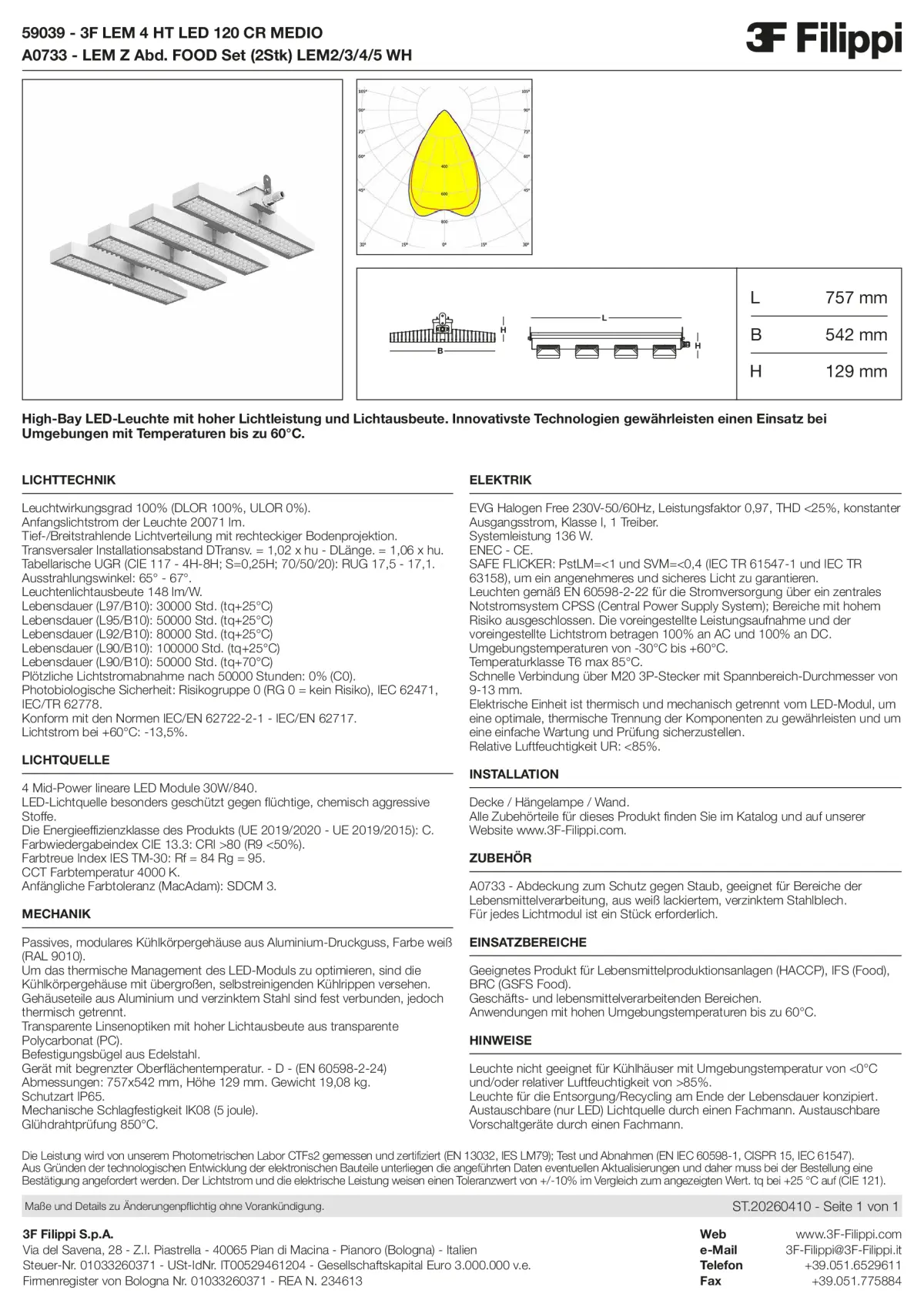 59039+A0733 - 3F LEM 4 HT LED 120 CR MEDIO + FOOD - Datasheet - de