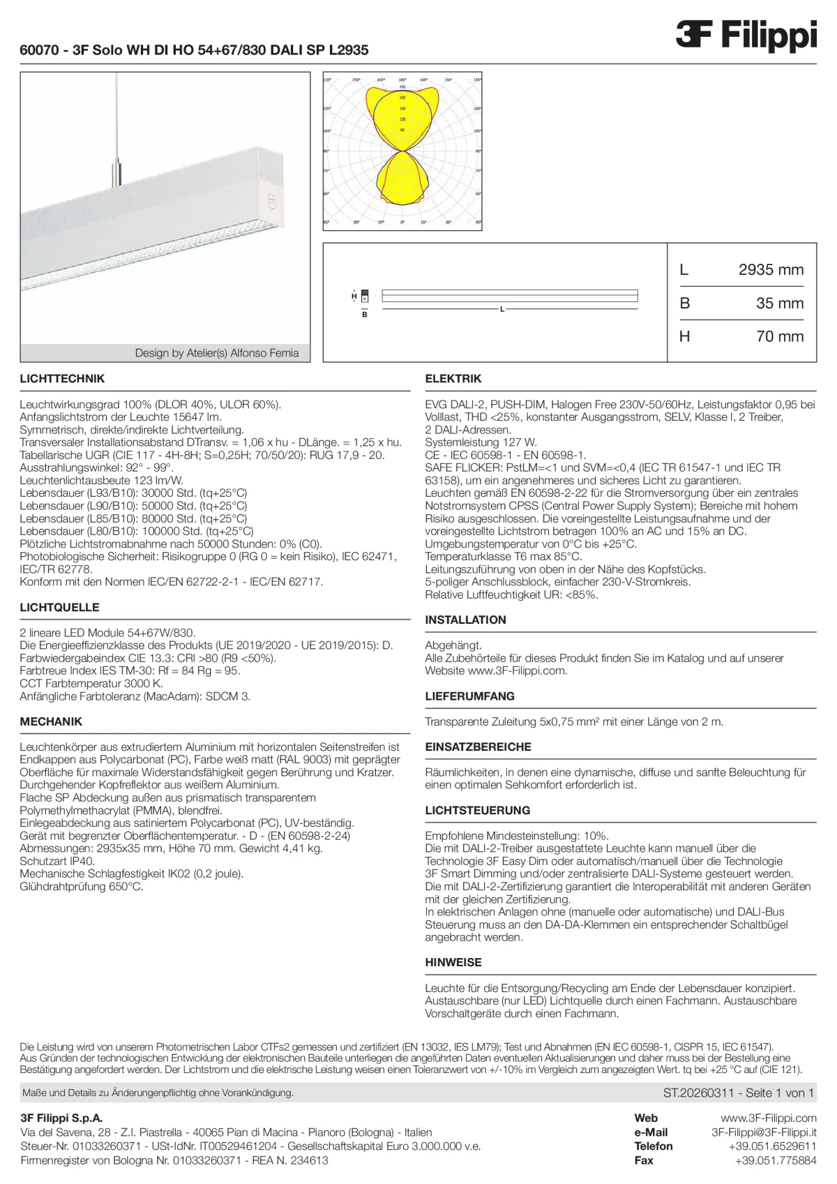 60070 - 3F Solo WH DI HO 54+67-830 DALI SP L2935 - Datasheet - de