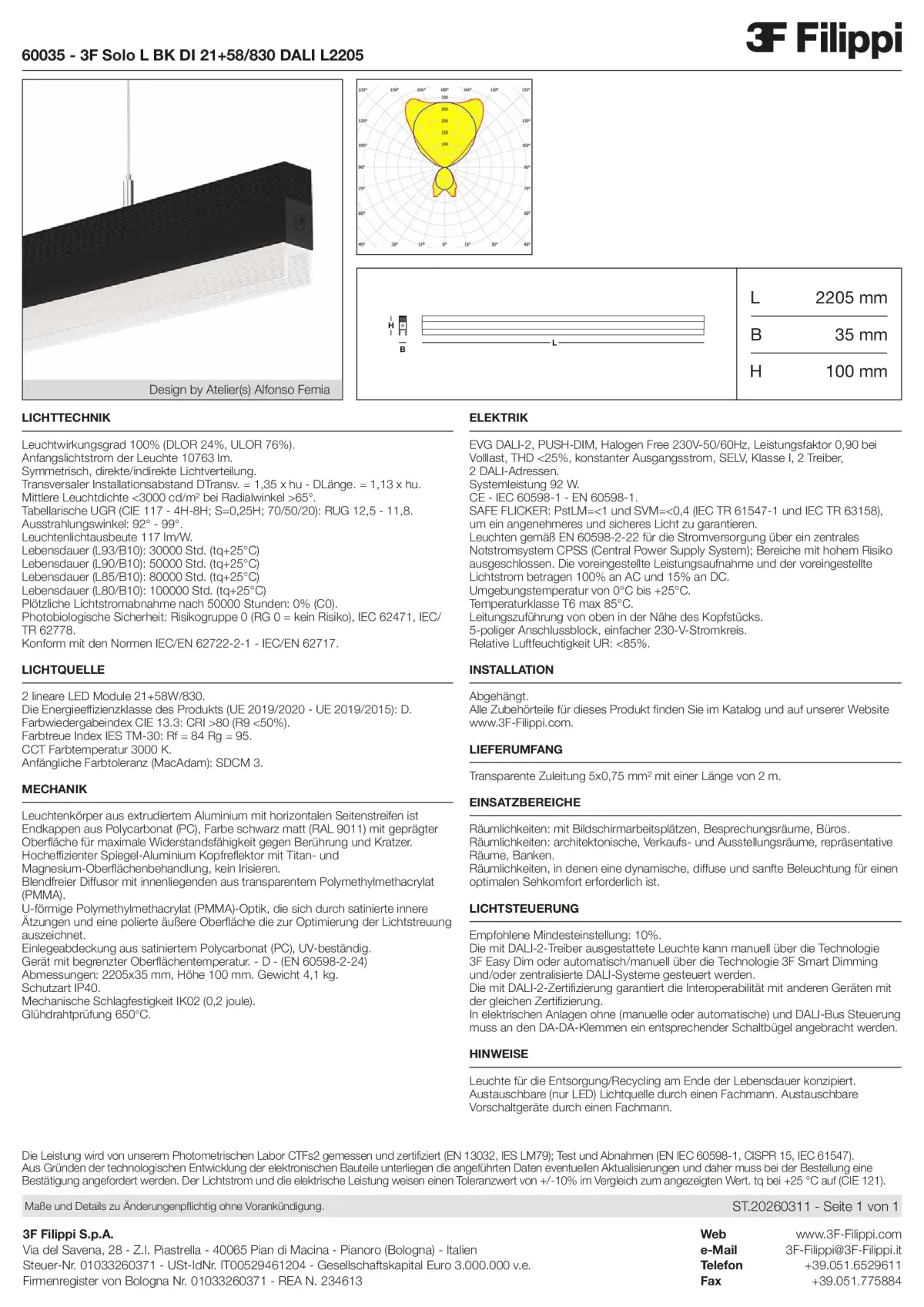 60035 - 3F Solo L BK DI 21+58-830 DALI L2205 - Datasheet - de