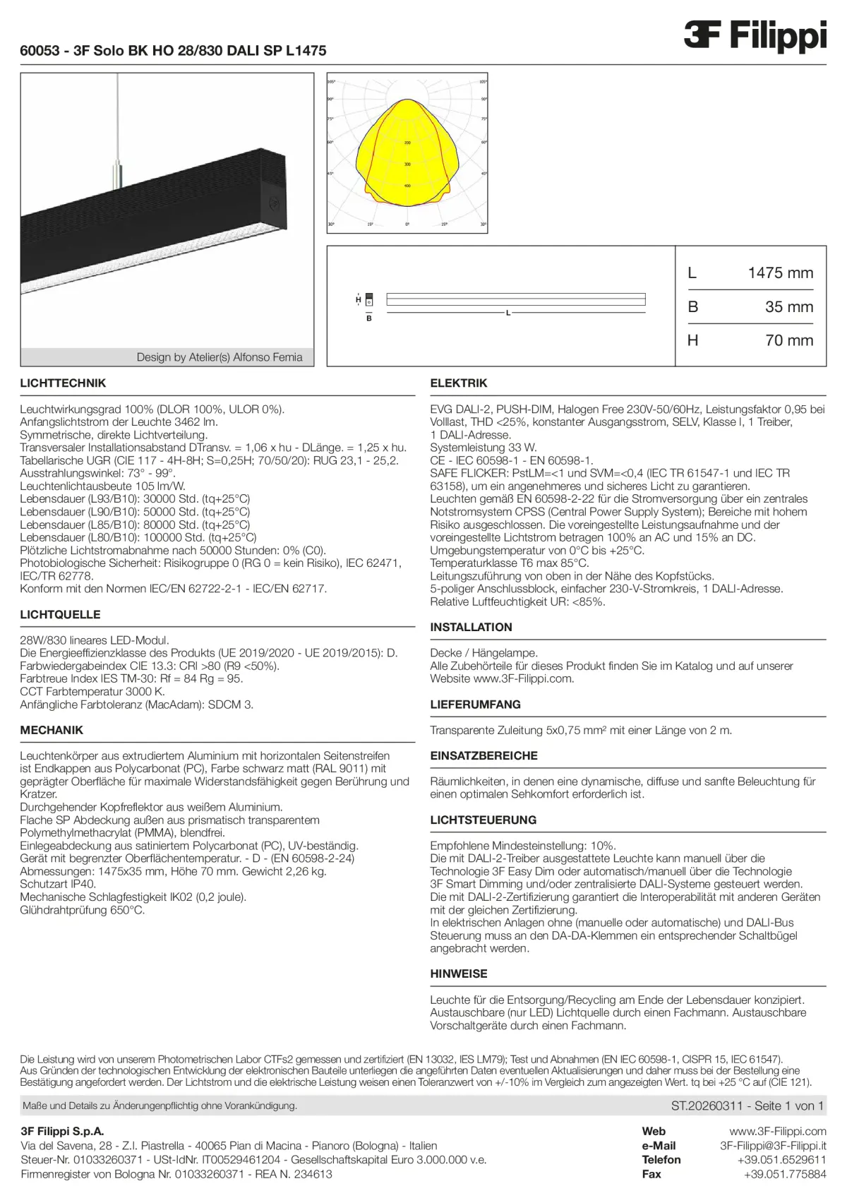 60053 - 3F Solo BK HO 28-830 DALI SP L1475 - Datasheet - de