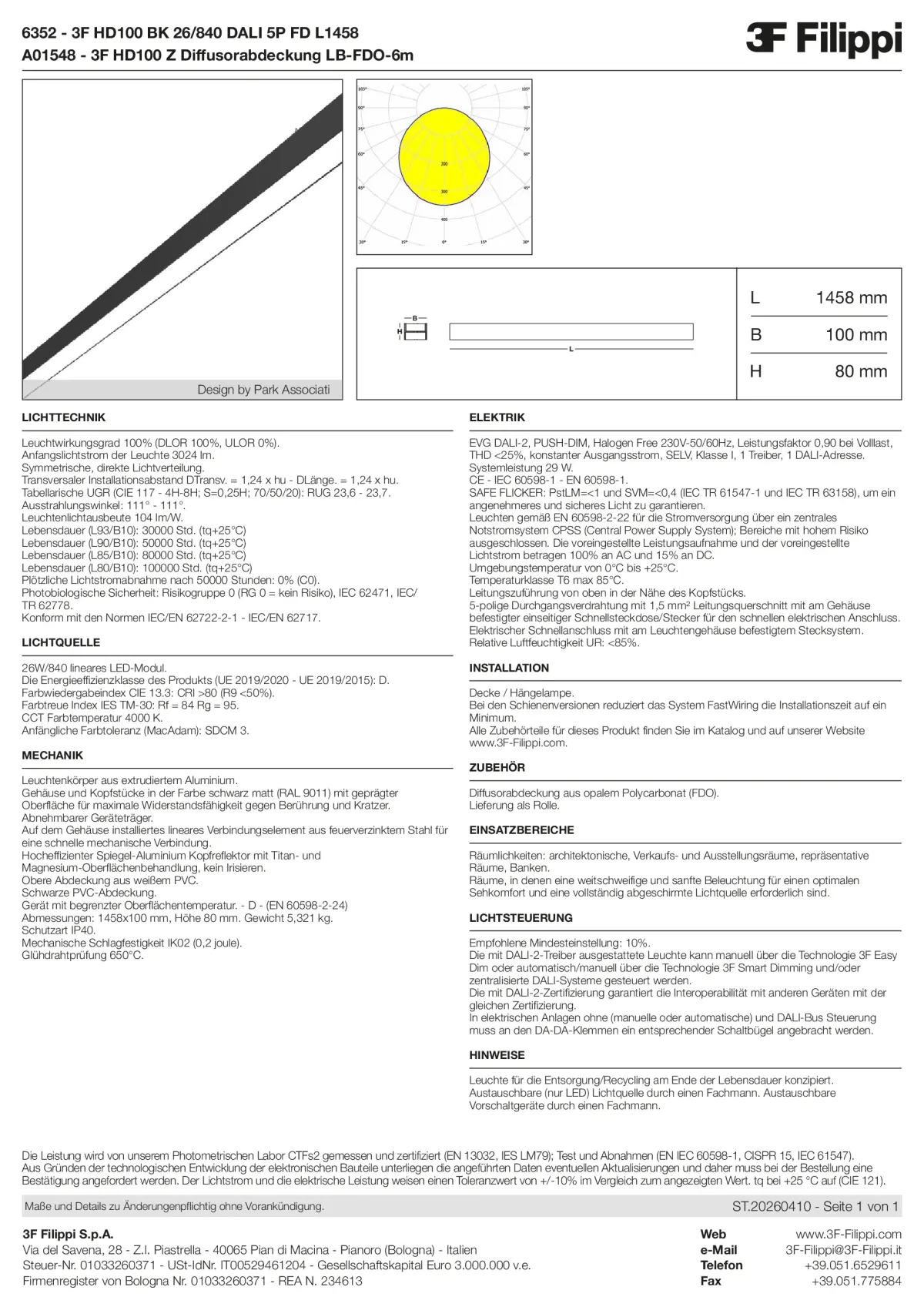 6352+A01548 - 3F HD100 BK 26-840 DALI 5P FD L1458 + FDO - Datasheet - de