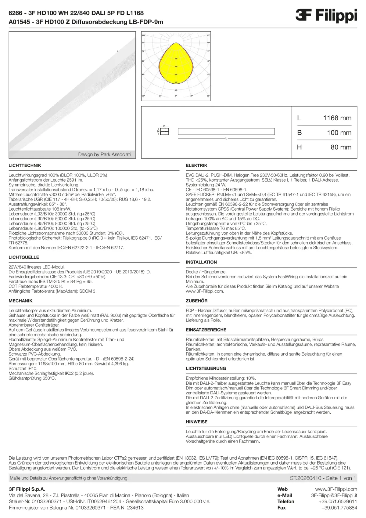 6266+A01545 - 3F HD100 WH 22-840 DALI 5P FD L1168 + FDP - Datasheet - de