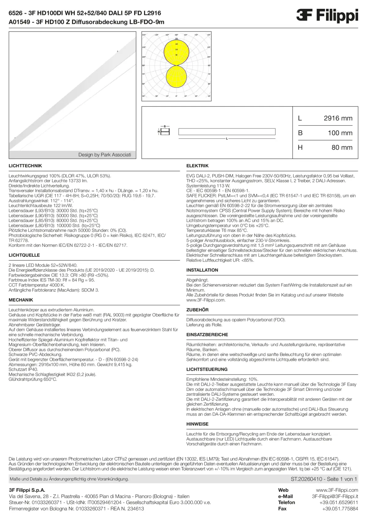 6526+A01549 - 3F HD100DI WH 52+52-840 DALI 5P FD L2916 + FDO - Datasheet - de