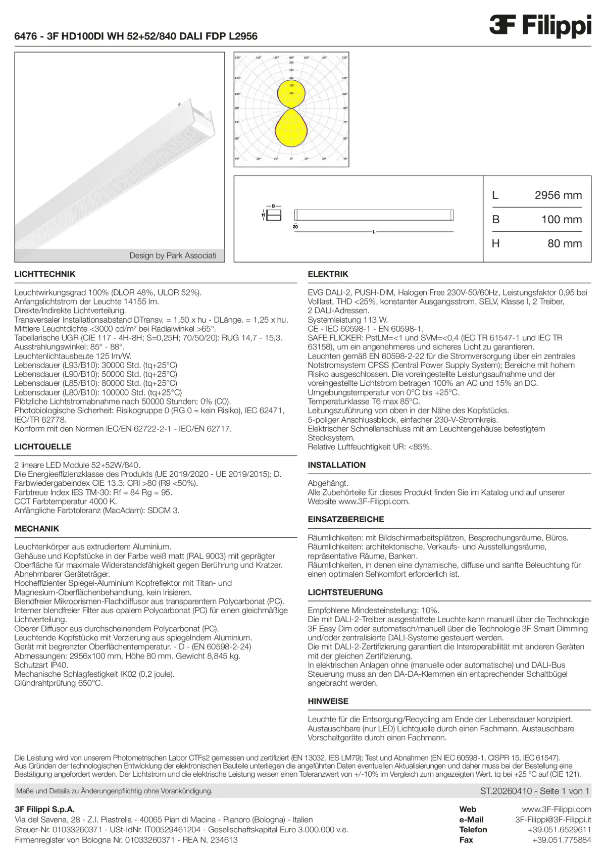 6476 - 3F HD100DI WH 52+52-840 DALI FDP L2956 - Datasheet - de