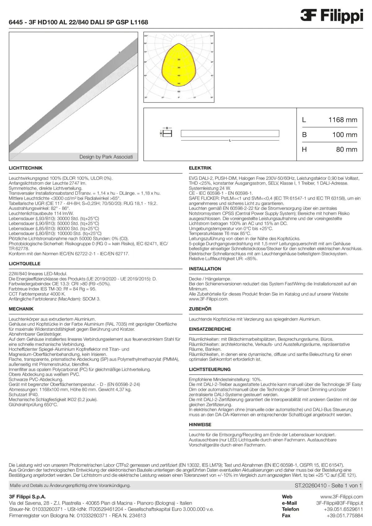 6445 - 3F HD100 AL 22-840 DALI 5P GSP L1168 - Datasheet - de