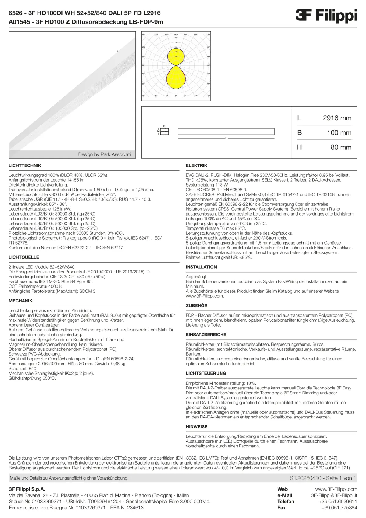 6526+A01545 - 3F HD100DI WH 52+52-840 DALI 5P FD L2916 + FDP - Datasheet - de