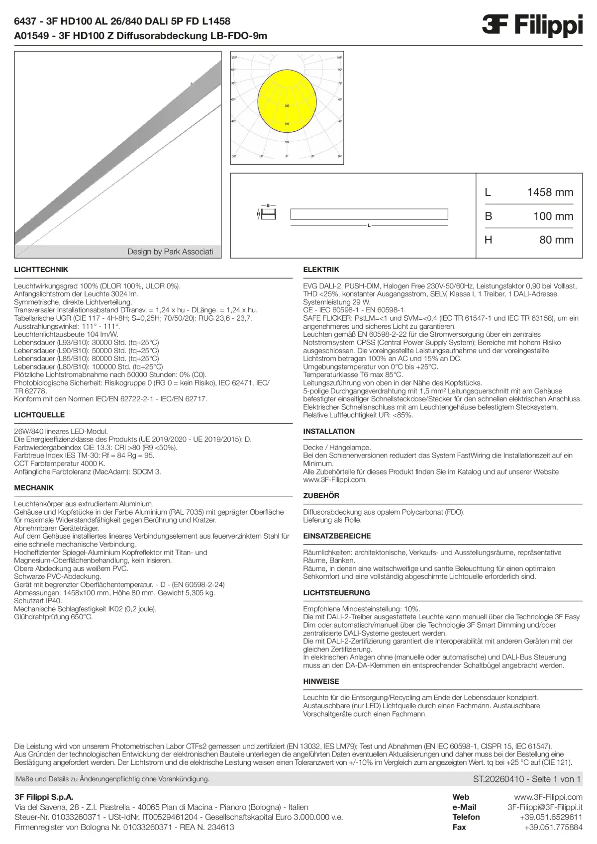6437+A01549 - 3F HD100 AL 26-840 DALI 5P FD L1458 + FDO - Datasheet - de