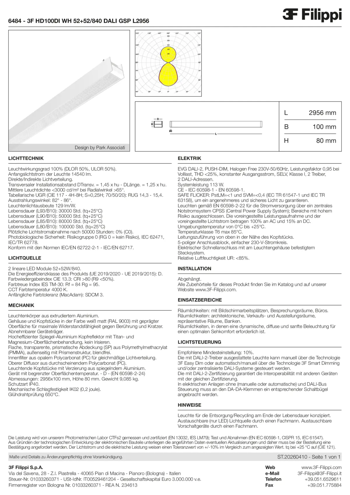 6484 - 3F HD100DI WH 52+52-840 DALI GSP L2956 - Datasheet - de