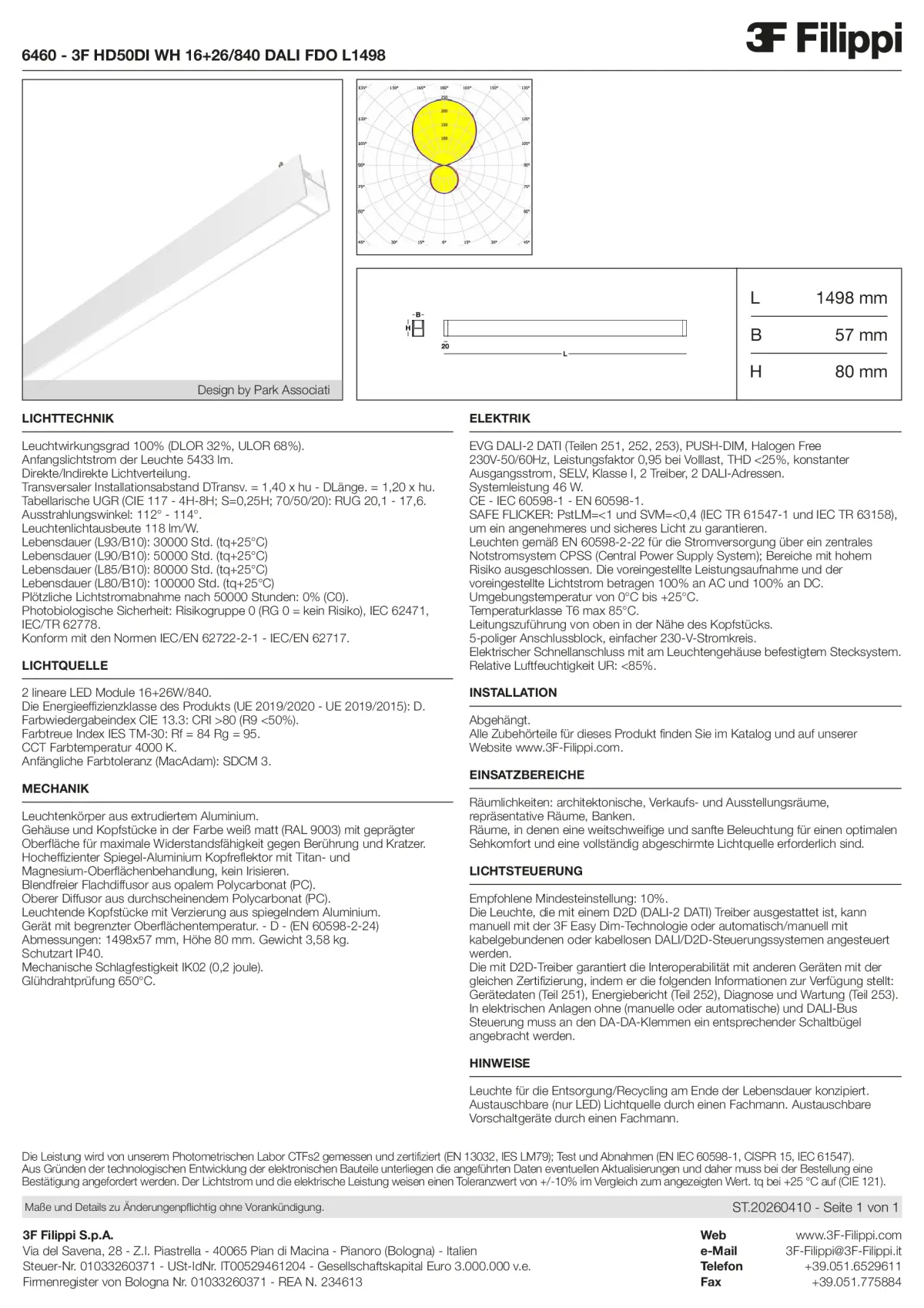 6460 - 3F HD50DI WH 16+26-840 DALI FDO L1498 - Datasheet - de