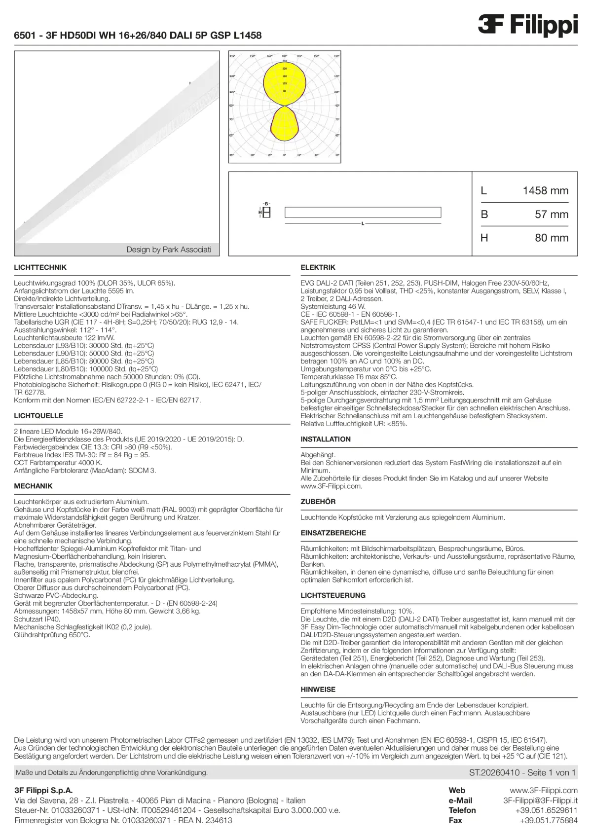 6501 - 3F HD50DI WH 16+26-840 DALI 5P GSP L1458 - Datasheet - de