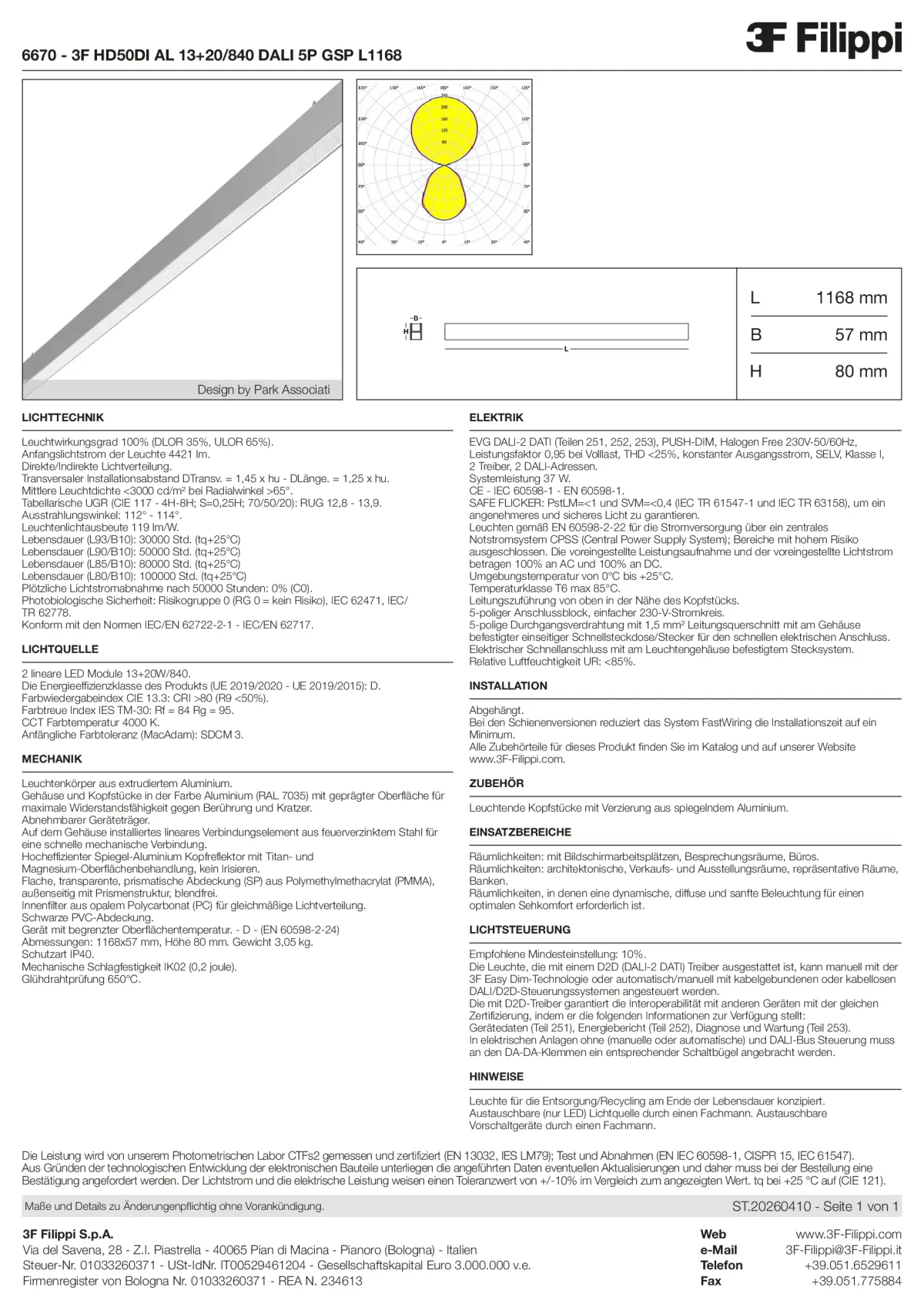 6670 - 3F HD50DI AL 13+20-840 DALI 5P GSP L1168 - Datasheet - de