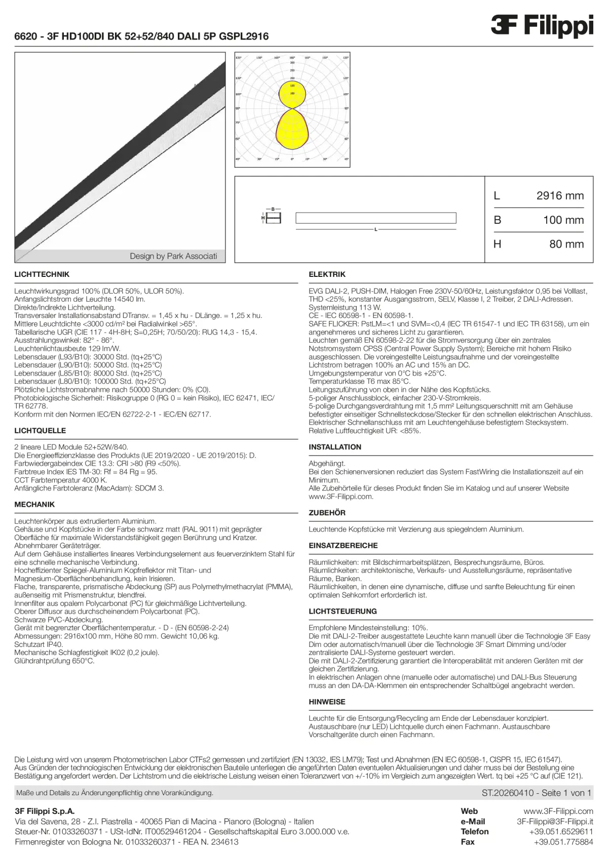 6620 - 3F HD100DI BK 52+52-840 DALI 5P GSPL2916 - Datasheet - de